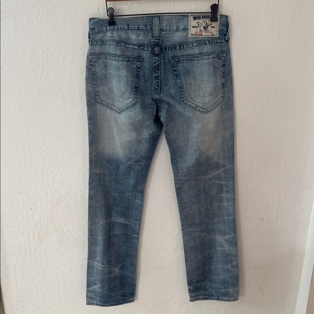 True Religion Washed Denim Slim Jeans Size 34 Inseam 34 - Picture 1 of 5